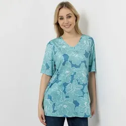 IN-PRINT Shirt, 1/2-Arm V-Ausschnitt Seitenschlitze