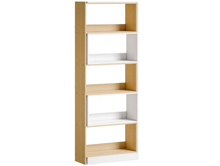 Bibliothèque d'angle rotative 350° à 5 niveaux bois chêne et blanc