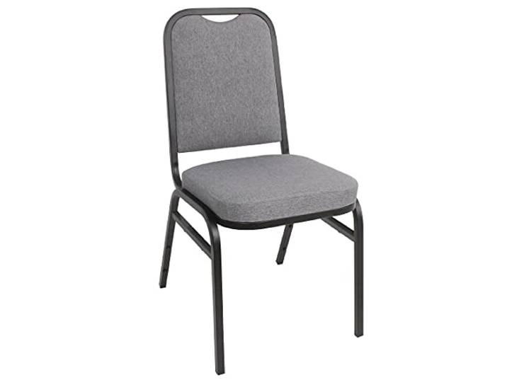 Bolero #FH2048SMALL Chaise de banquet en acier avec dossier carré et tissu gris uni