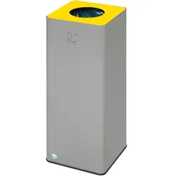 Mülltrennsystem VAR WSG Quadro 79 70 L silber gelb verzinktes Stahlblech, mit Klemmring für Müllsäcke
