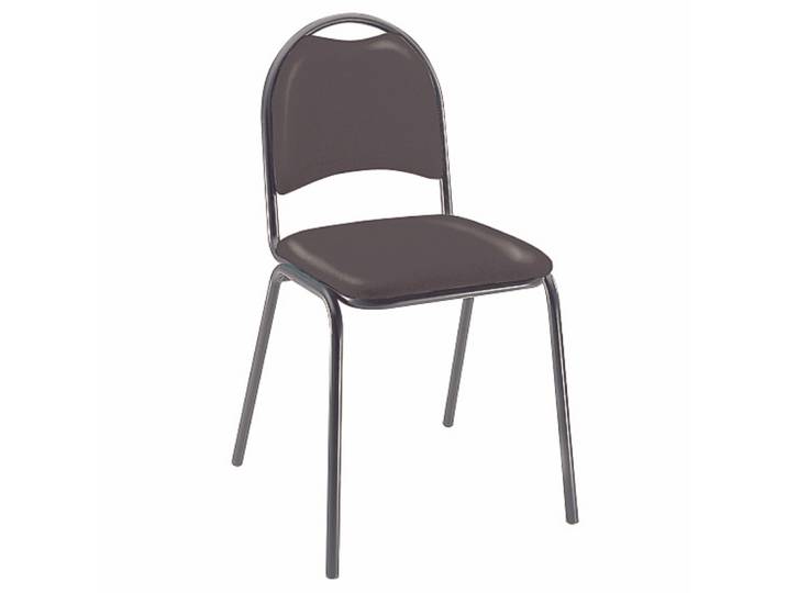 Chaise visiteur Clara - Vinyle - Noir- Pieds métal Noir