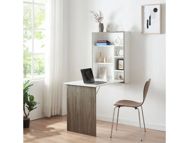 Bureau mural pliant Greve 72 x 77 x 59 cm blanc effet bois
