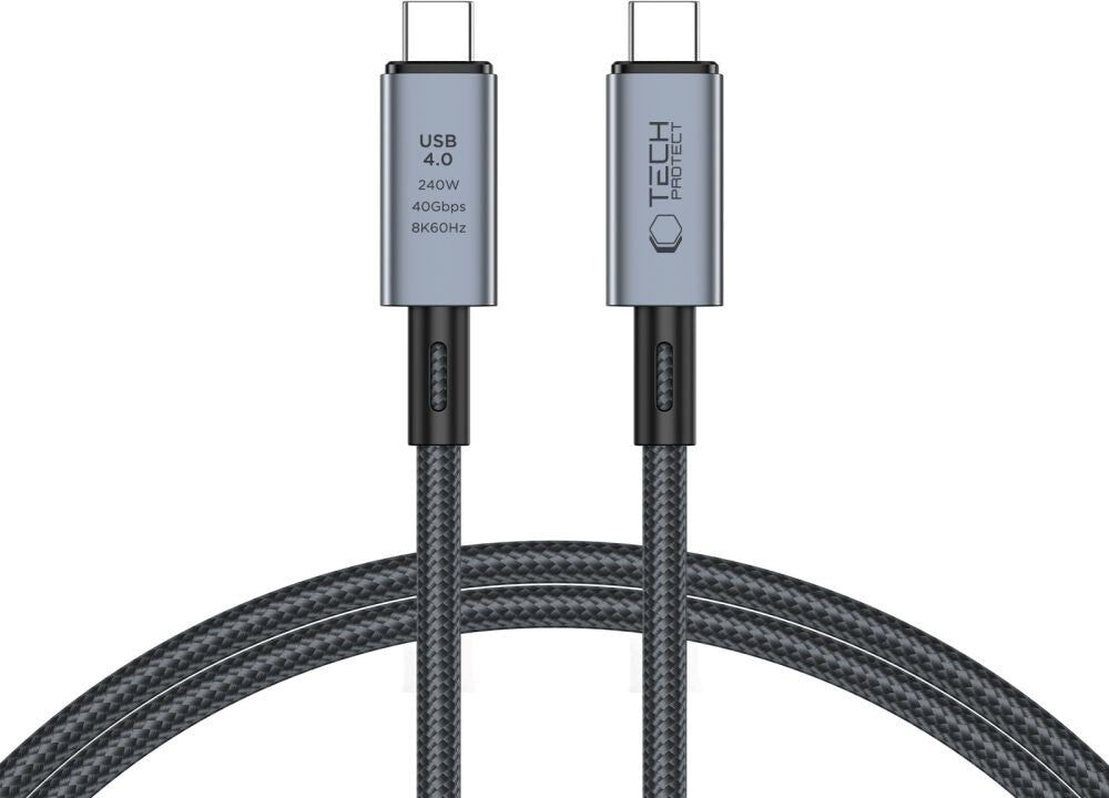 Tech-Protect Ultraboost 8K 40GBPS USB-C til USB-C Kabel PD 240W 2m - Sort