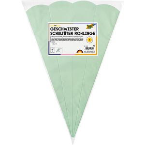 Folia Schultüte 94525 Rohling, mint, für Mädchen und Jungen, eckig, 41 cm, 5 Stück