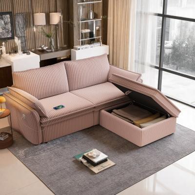 "85"" Plush Corduroy Convertible 2-in-1 Sofa Bed with Multi-Functional Design"
