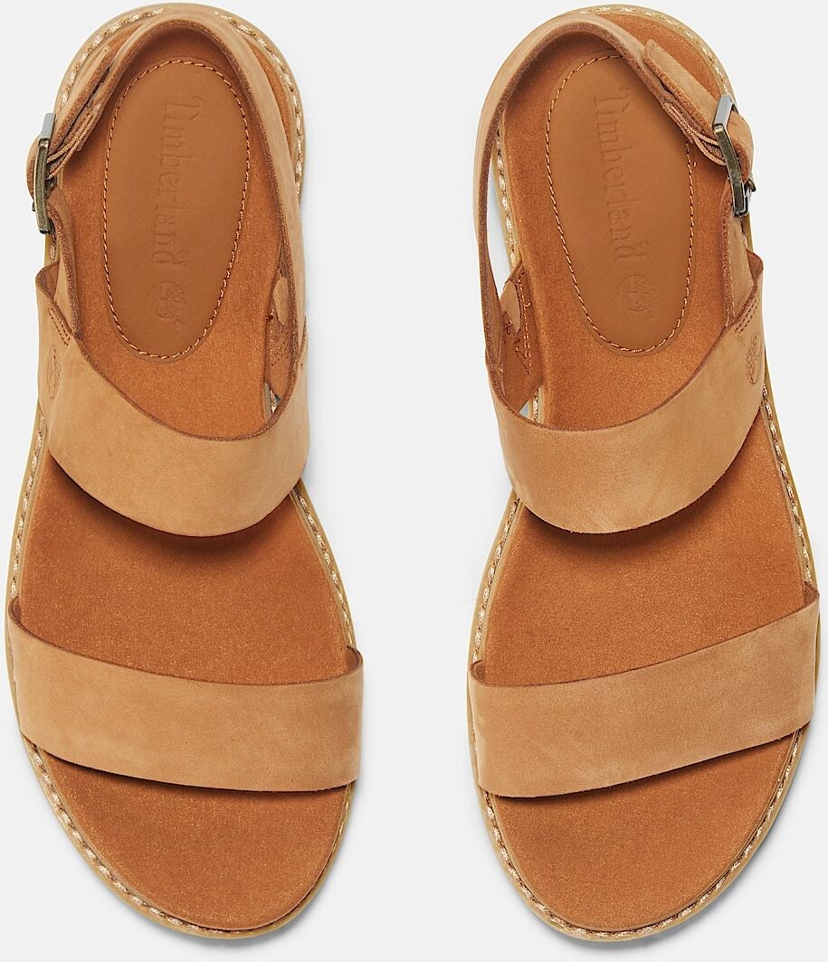 Sandale TIMBERLAND "SAFARI DAWN BACKSTRAP SANDAL", Damen, Gr. 41, Synthetik, saddle, Leder, Schuhe Sandale, aus Leder
