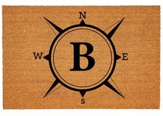 Evergreen "Coastal Coir Mat Compass Monogram 36""x24"""