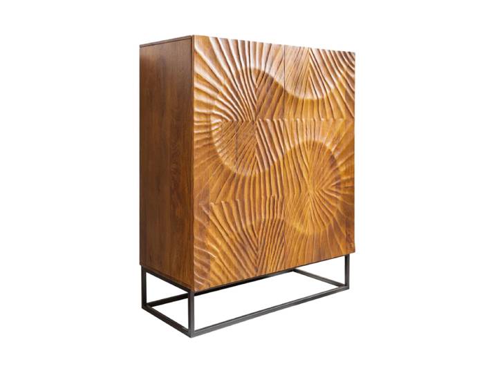 Massivholz Design Highboard „Skorpion“ Schwarz / Natural Invicta Interiors