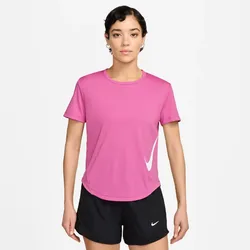 NIKE Tempo Swoosh Dri-FIT kurzarm Laufshirt Damen 675 - playful pink/white L