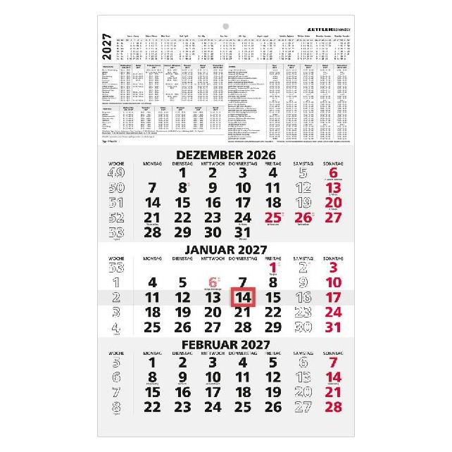 Neumann Monatskalender Streifen 3 Monate 29,7x48,5cm (661026/956-0000)