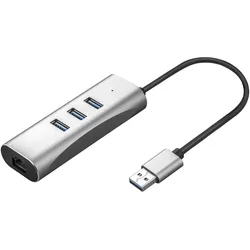 Value USB3.0 Gigabit Konverter (USB-A, 4 Ports), Dockingstation + USB Hub, Silber, Schwarz