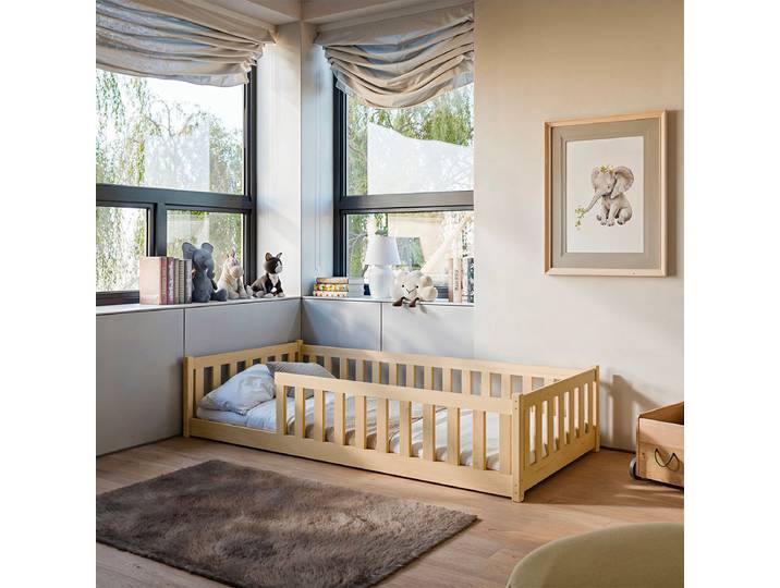 Lit au sol 80x160 sommier inclus Maya Bois