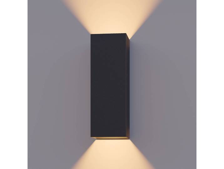 Calex LED Außenwandleuchte Rectangle, schwarz, Aluminium, Modern, Wandlampe