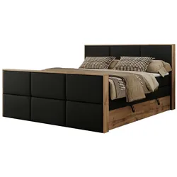 Boxspringbett mit Bettkasten  ¦ schwarz ¦ Maße (cm): B: 148 H: 113