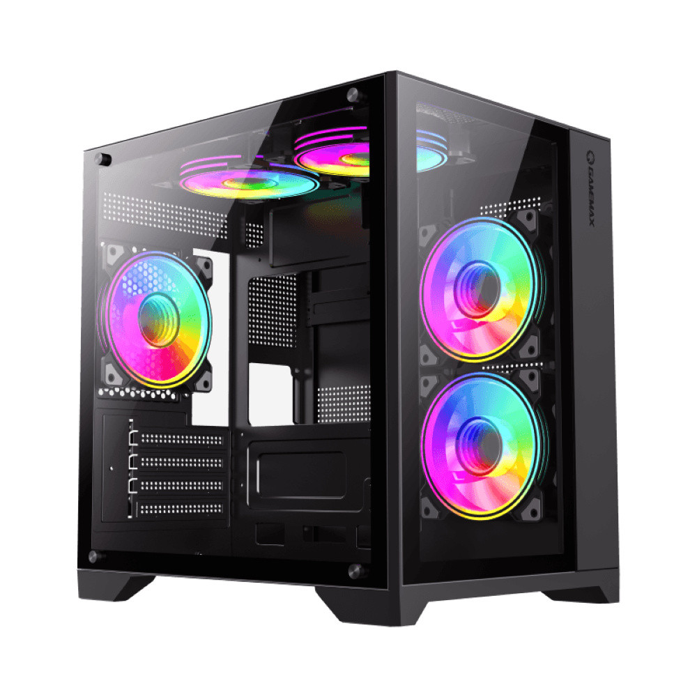 GameMax Infinity Mini Mini-tower behuizing, Zwart, Micro-ATX, met USB/audio-aansluitingen
