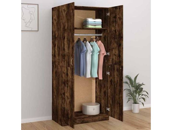 {January Sale}Garde-robe - armoire penderie Cabinet à chambre - meuble de rangement Chêne fumé 90x52x200cm - Bois d'ingénierie 8_2