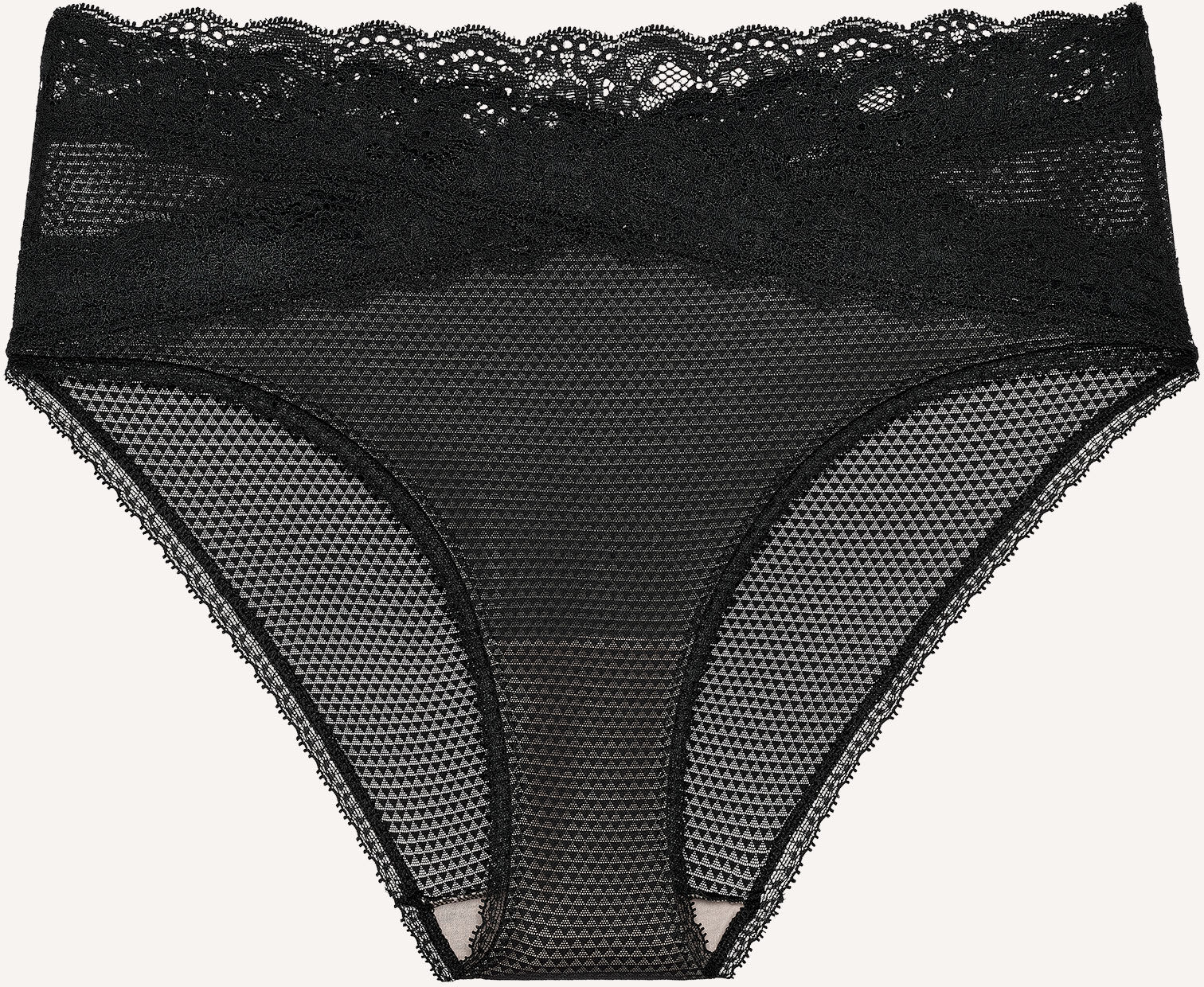 Slip PASSIONATA "BROOKLYN", Damen, Gr. 36, schwarz, Microfaser, Obermaterial: 83% Polyamid, 17% Elasthan, körpernah, Unterhosen Slip, hoch tailliert, grafischer Tüll und femininer Blumenspitze