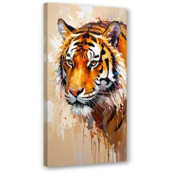 LEINWANDBILD Tiger Tiere Afrika Ölfarbe 40x80cm