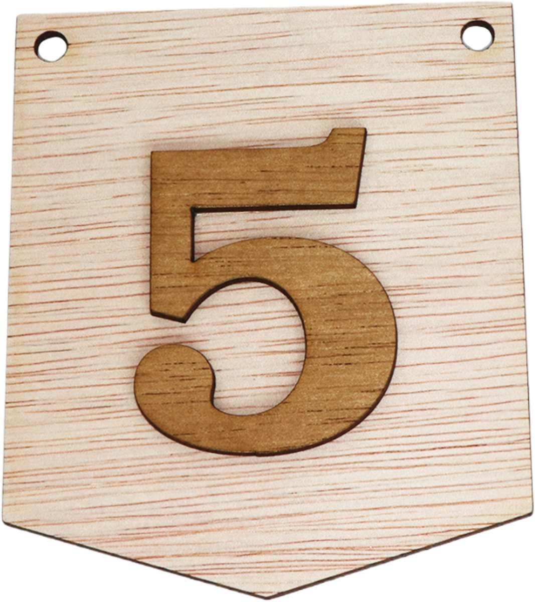 CoolCuts 3D Houten Cijfer 5 voor gepersonaliseerde slingers en vlaggenlijnen