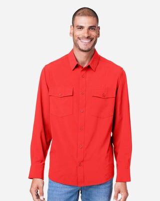CORE365 CE510L Athletic Men's Ultra UVP Marina Shirt in Red size Small   Polyester/Spandex Blend