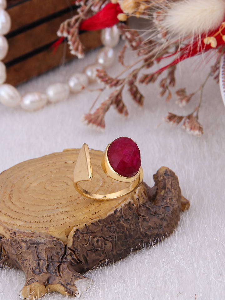 Pierres de Jade Vergold. Ring mit Edelstein - onesize