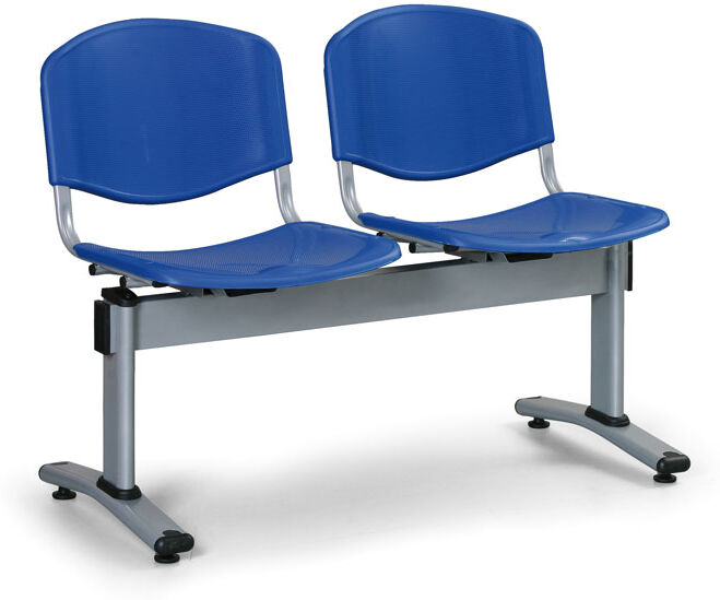 B2B Partner Kunststoff-Wartezimmerbank, Traversenbank VERONA, 2-sitzig, blau