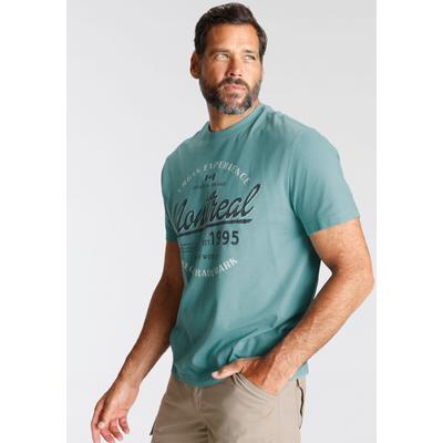 T-Shirt MAN'S WORLD, Herren, Gr. S (44/46), blau (türkis melange), Single Jersey, Obermaterial: 60% Baumwolle, 40% Polyester, bedruckt, meliert, normal, Rundhals, Shirts T-Shirt, Kurzarm, lässige Passform, aus Baumwollmischung, pflegeleicht