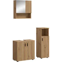BADMÖBEL-SET Eiche Artisan 3-teilig 105 cm, Badkombination mit Rillen