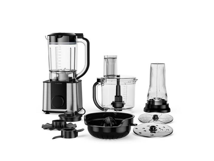 Klarstein Küchenmaschine Verosteel Küchenmaschine + Mixer 1200W 2L+1,75L 10 Stufen 6 Programme, 1200 W, Standmixer Mixer mit Mixbehälter Touch & 6 Programmen