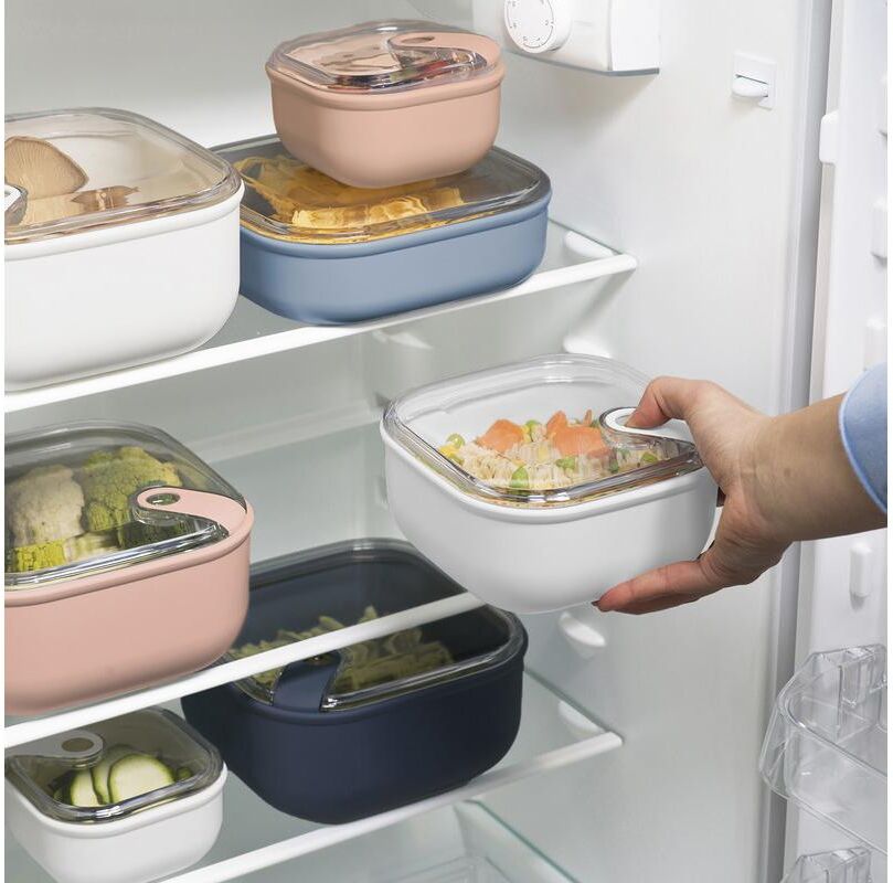 Lunchbox ROTHO "Ela", blau (dunkelblau), B:19,5cm H:6,7cm, Lebensmittelaufbewahrungsbehälter, Lunchbox dunkelblau B/H/L: 19,5cm x 6,7cm