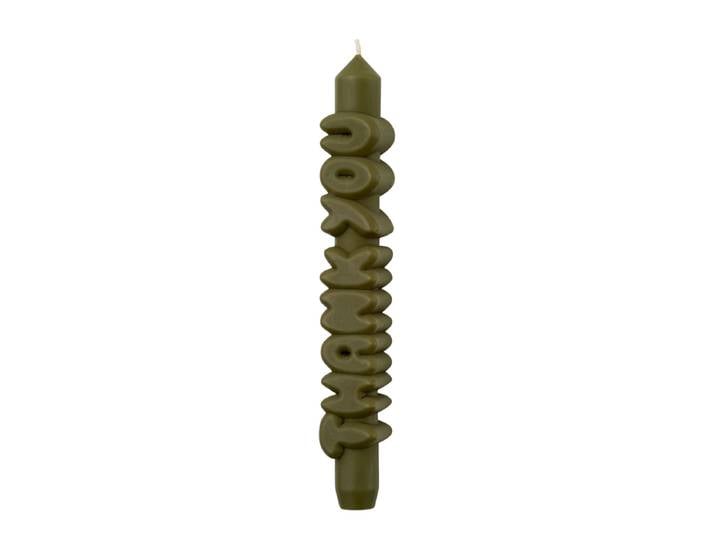 Kerze Taper candle THANK YOU Olive Green