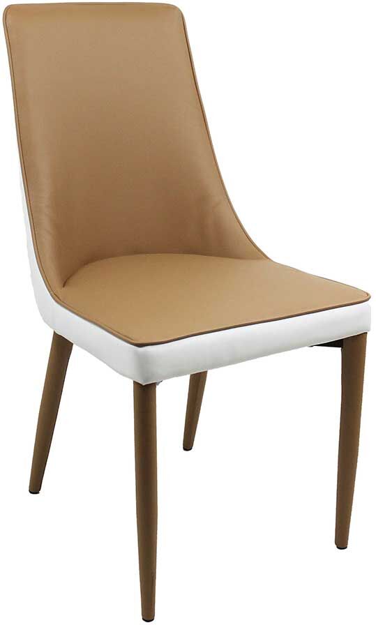 Pharao24.de Polsterstühle Esszimmer Kunstlederbezug Hellbraun & Weiß (2er Set)