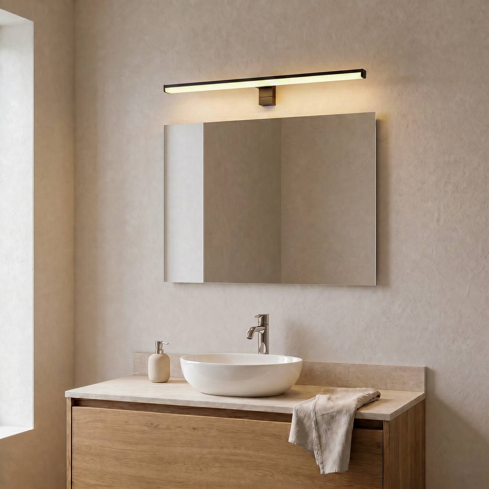 Trio Lighting Wall Light Lino, Black, Bathroom, Aluminium, Modern, Wall Light