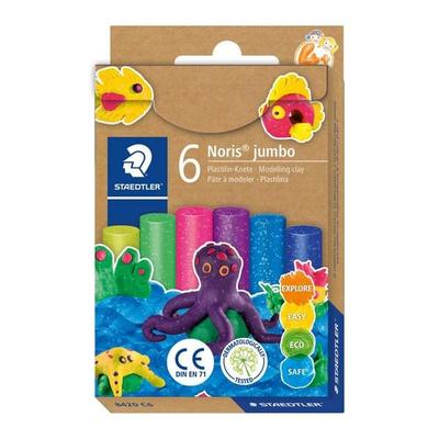 STAEDTLER Noris jumbo 842 Plastilin-Knete Set, metalic, 6 Knetstangen à 16,6 g, 842M C6