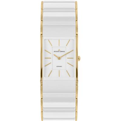 Keramikuhr JACQUES LEMANS "Dublin", gold (weiß, goldfarben, weiß), Armbanduhren, Damen, goldfarben, Quarzuhr, Armbanduhr, Damenuhr, bis 5 bar wasserabweisend