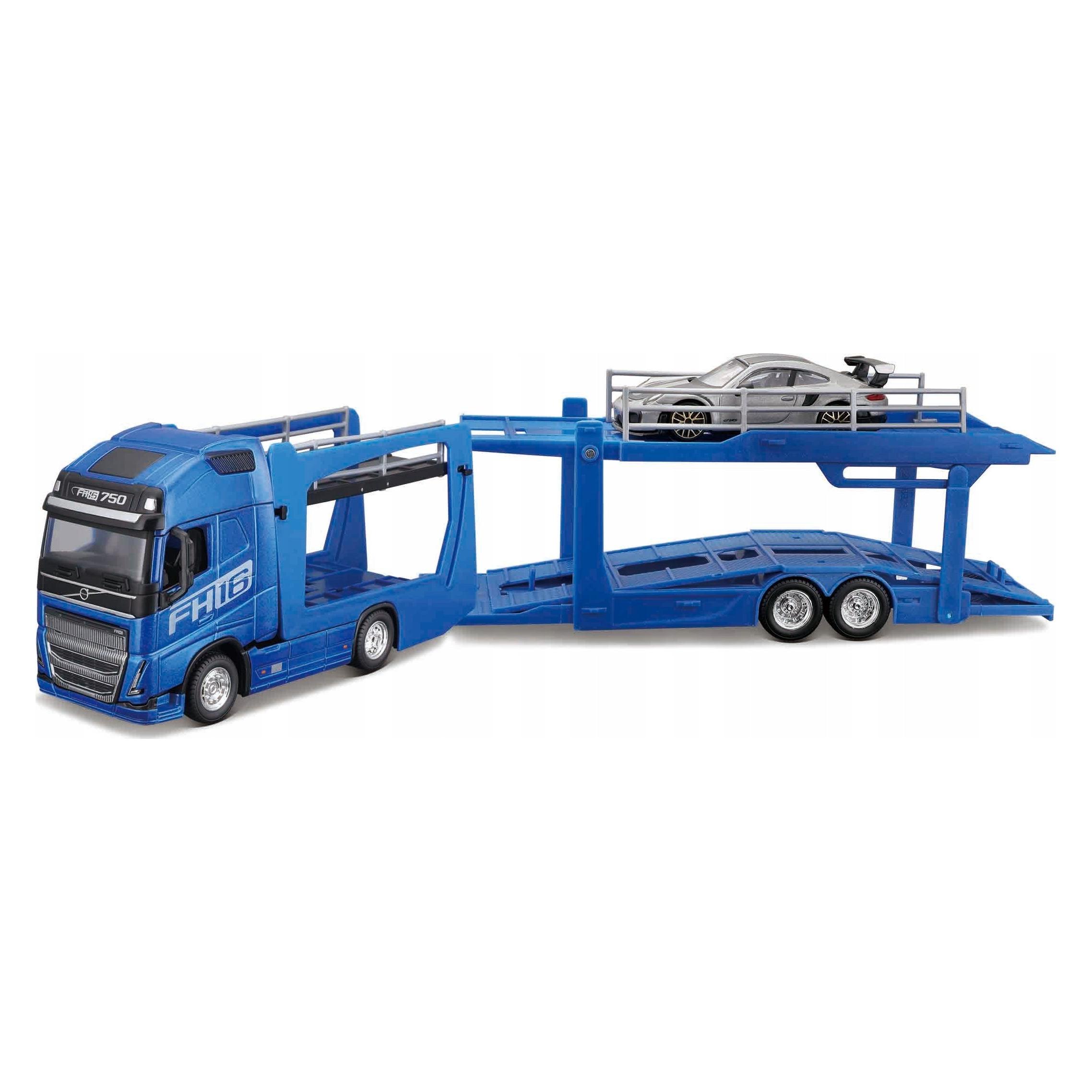 Bburago Street Fire 1:43 Haulers - Mercedes-Benz Actros Blue Witch Multicar Carrier And Porche α 3 (B08YF4BHG6)