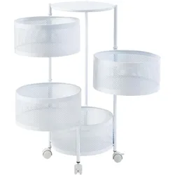 En.Casa, Servierwagen, Rollwagen Steigen mit 4 Ebenen 74,5xØ33cm Weiss