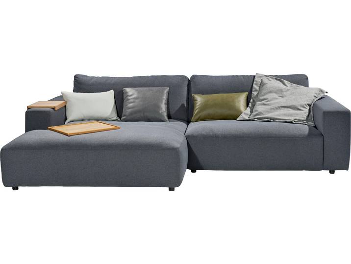 Ecksofa MUSTERRING LUCIA zeitlos, bequem, schöne Detailverarbeitung Breite 296cm, L-Form , grau (anthrazit), B:296cm H:81cm T:190cm, Flachgewebe VALMONT (60% Baumwolle/40% Leinen);Leder PURO, pigmentiertes Leder;Microfaser CRONA (100% Polyester);Flachgewebe FLORIS (100% Polyester);Leder BAX, pigmentiertes Leder, Sofas, Ecksofa