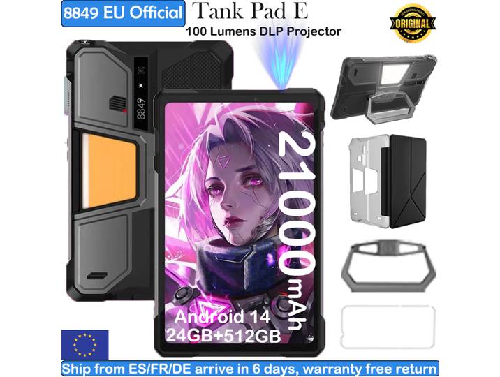 8849 TANK PAD E Unihertz tablette projecteur robuste Android 14 téléphone tablette 4G 21000mAh 512GB (2 to étendre) 10.95 pouces Smart Pad 2025