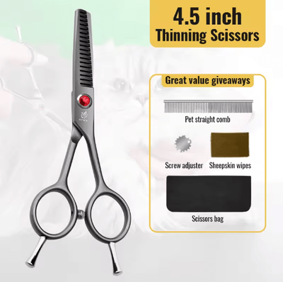 Inspire Picks Fenice Professional Round Tip Pet Grooming Scissors Safe Trimming Tool For Eyes Face & Paws 4.5 Thinning