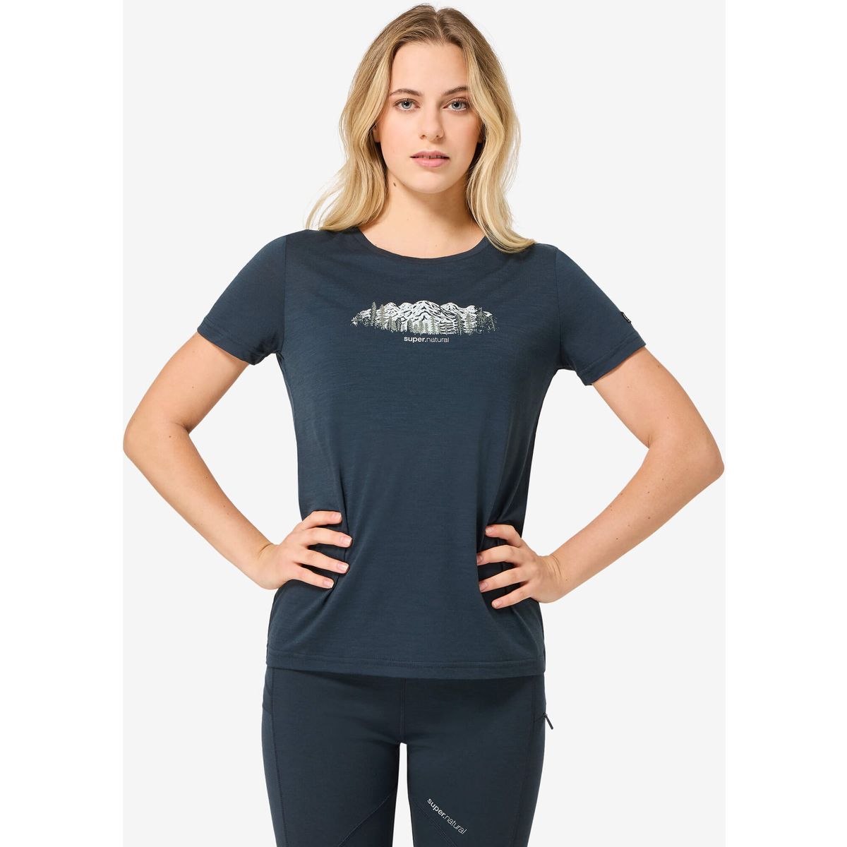 Super.Natural W Canadian Woods Tee blueberry/white stone/eucalyptus gl (71J) XS SNWP0320971JXS