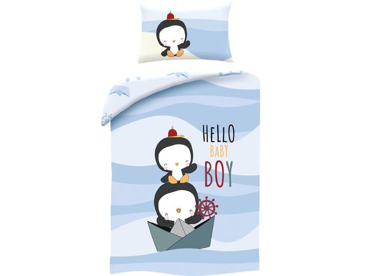 Animal Pictures BABY Dekbedovertrek\, Hello Baby Boy - 100 x 135 cm + 60 x 40 cm - Katoen