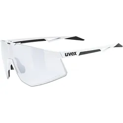 Uvex, Unisex, Sportbrille, pace perform small V (White Matt, Variomatic Litemirror Silver), Weiss