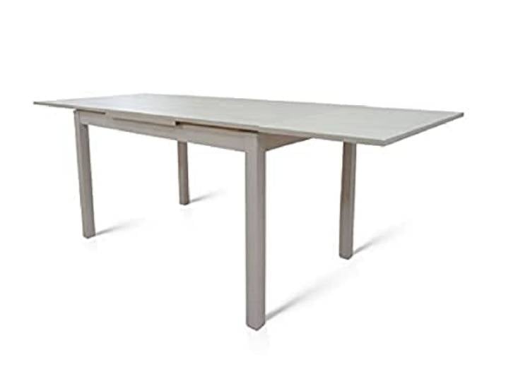 Dmora Ausziehbarer Esstisch, Moderner Tisch mit Verlängerungen, Ausziehbare Konsole, cm 80x130 / 210h76, Farbe Asche weiß