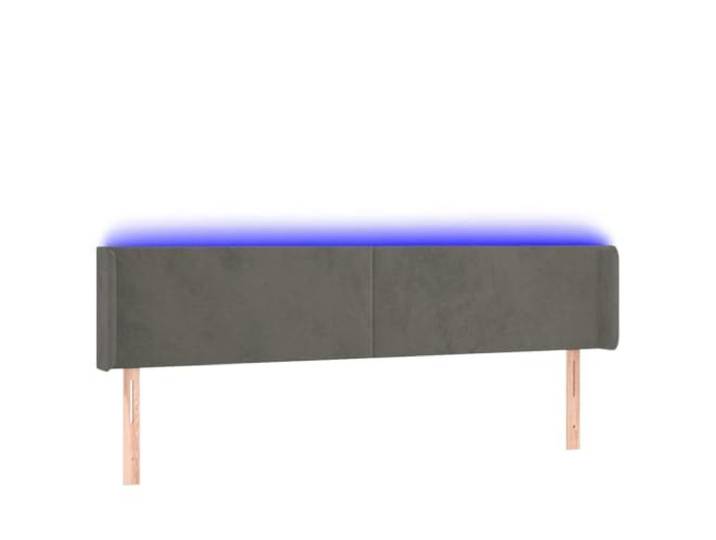 HGLADYU LED Bettkopfteil Samt mit USB Anschluss, höhenverstellbar – 163x16x78/88 cm Dunkelgrau