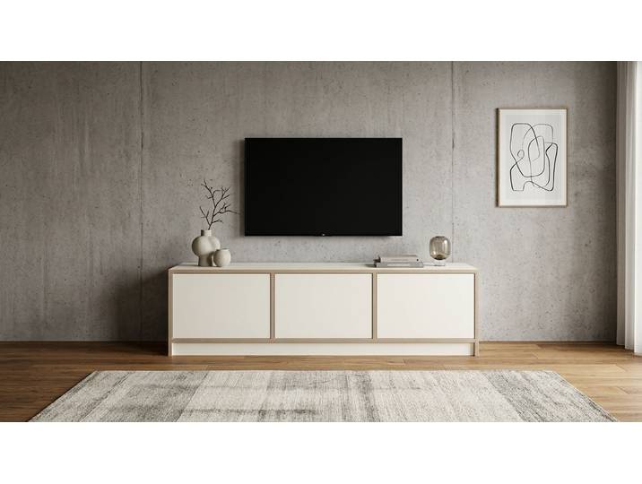 TV Lowboard nach Maß Premium Dekore Weiß Multiplex Kante