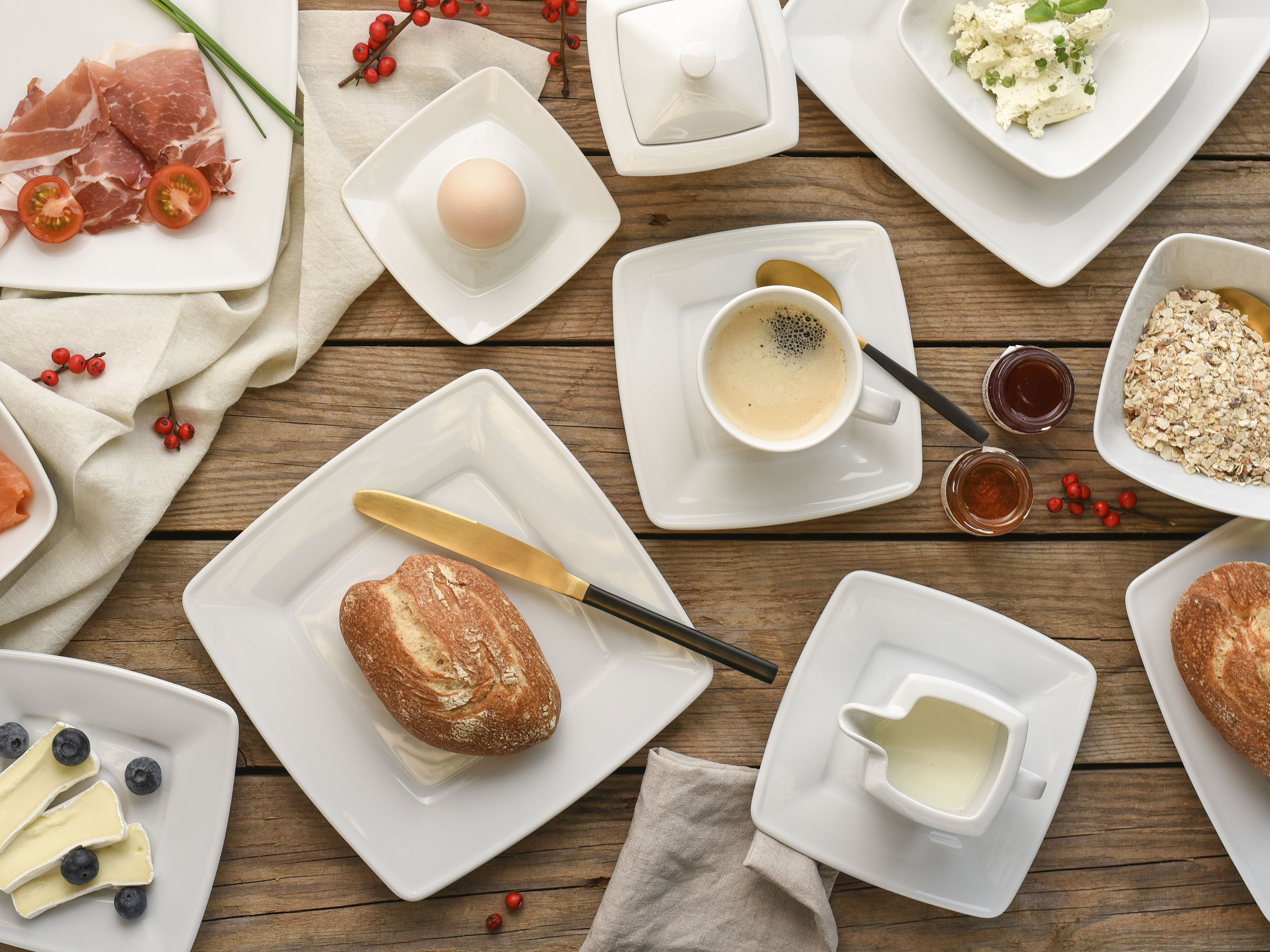 Kombiservice CREATABLE "Geschirr-Set VICTORIA", weiß, 50 Stk., Porzellan, Geschirr-Sets, Kombiservice, Service, weiß, 50 Teile, für 6 Personen