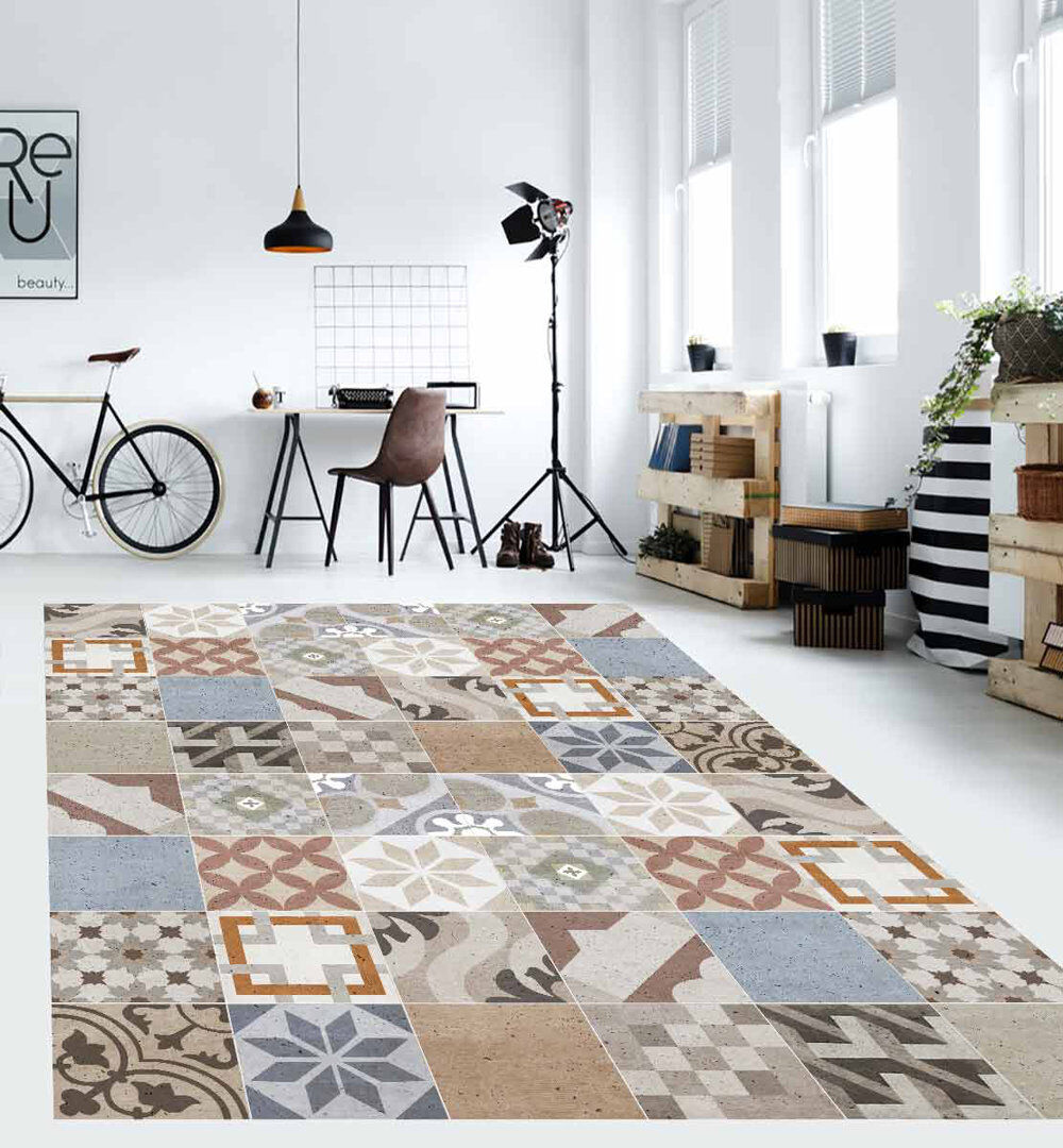 Fleur De Lis Living Verdel Vinyl Machine Printed Area Rug Runner 80 x 300cm