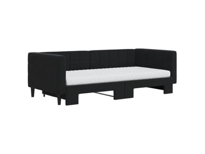 KTHLBRH Ausziehbares Schlafsofa aus schwarzem Samt, 90 x 190 cm Inklusive 2 Matratzen, Gestell aus Holz und Metall, Lattenrost, modernes Design