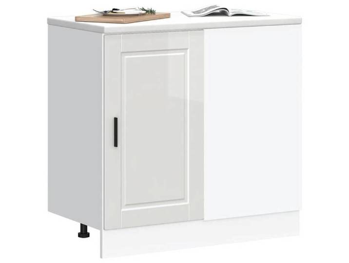 Black Week  Armoire rangement - CLARENCE - Meuble bas de cuisine « Porto » Bois d'ingénierie blanc brillant AA714